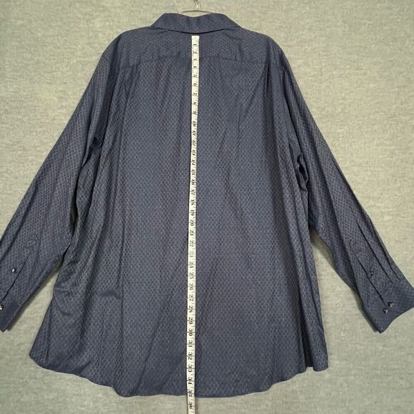 Hart Schaffner Marx Shirt Men's 3X Tall 3XT Blue Gray Geometric Dots NWT $115 - Picture 8 of 9